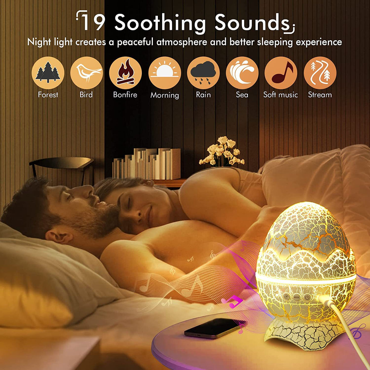 Dinosaur Egg Star Projector with Bluetooth Speaker & Remote