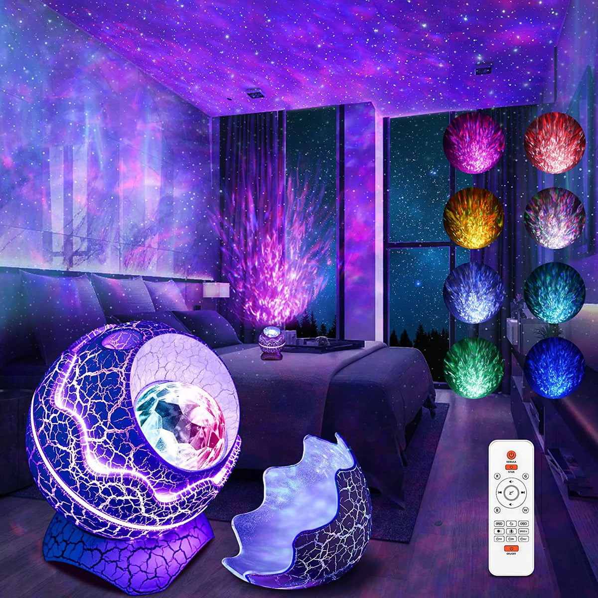 Dinosaur Egg Star Projector with Bluetooth Speaker & Remote