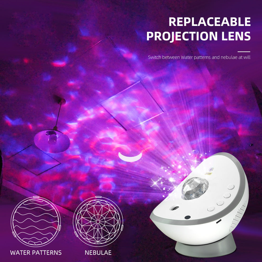 Moon & Aurora Projection Lamp with Bluetooth Speaker