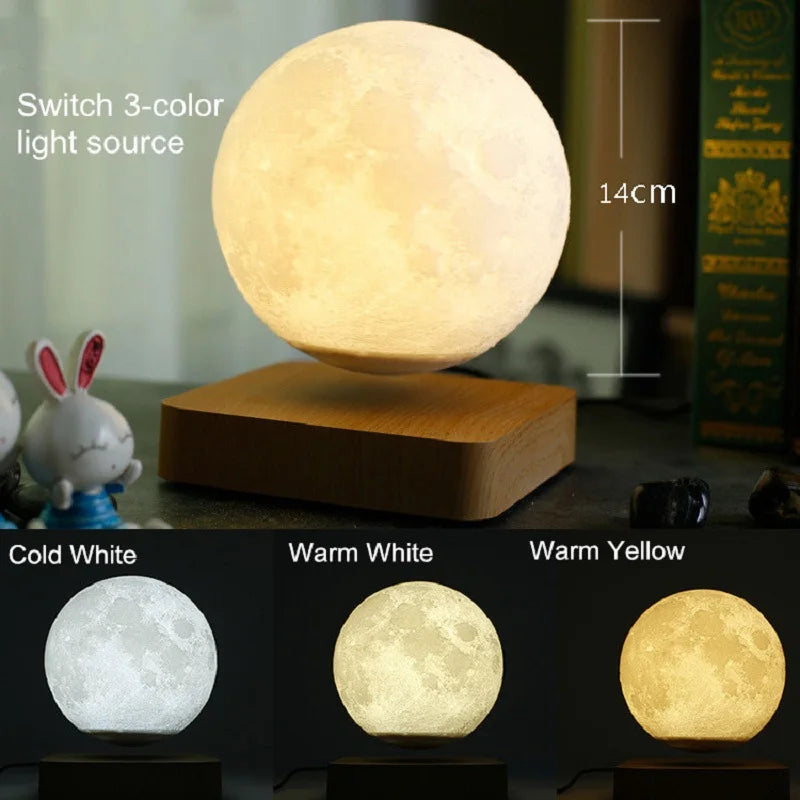 Magnetic Levitating Moon Lamp – 3D Printed | Floating LED Night Light